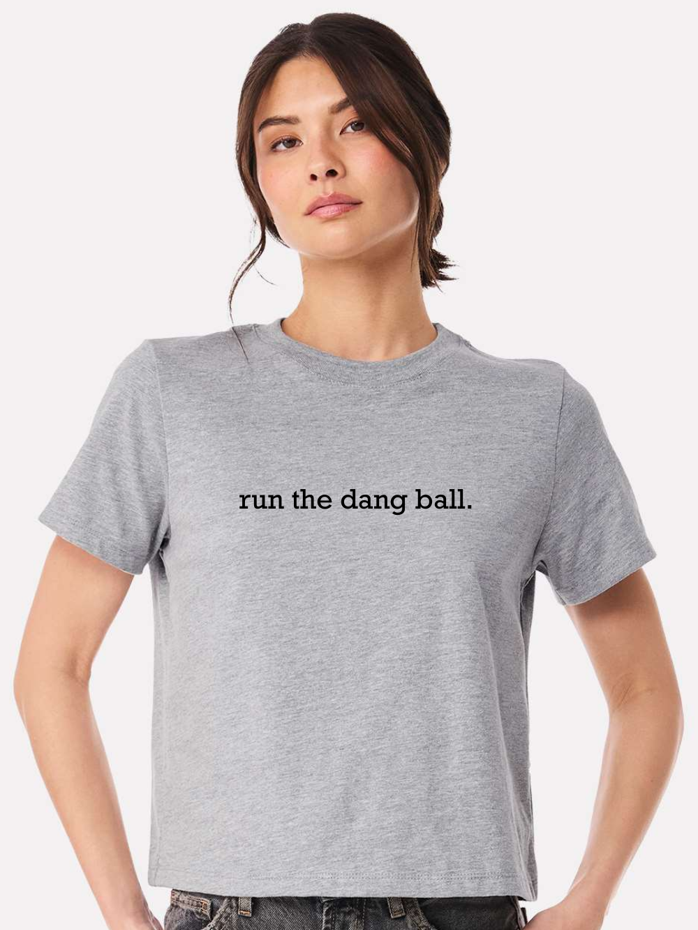 Run The Dang Ball Embroidered Football Boxy Midi Tee