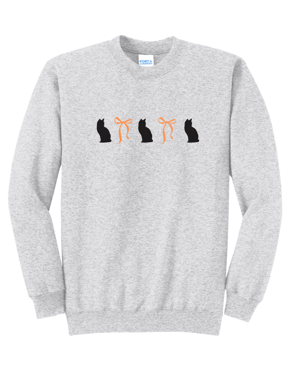 Black Cat Bow Embroidered Crewneck Sweatshirt
