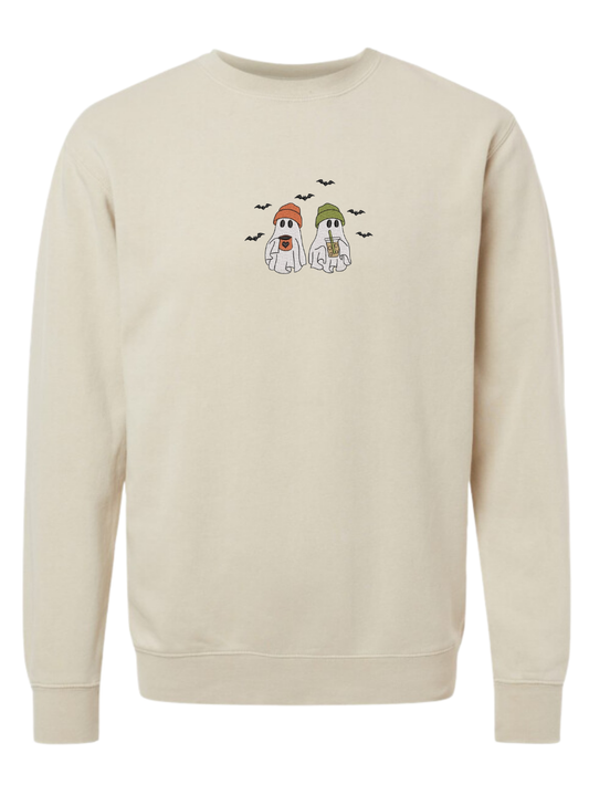 Two Coffee Ghosts Embroidered Sweatshirt