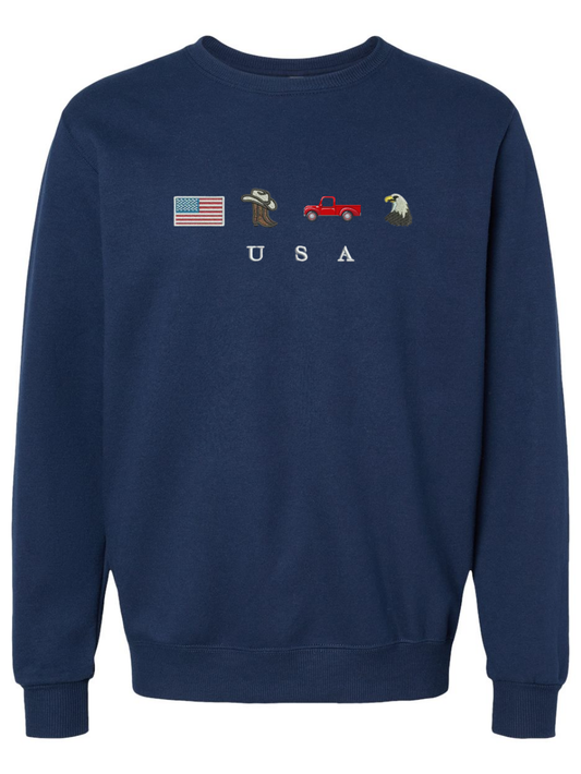 USA Vintage Icons Embroidered Crewneck Sweatshirt