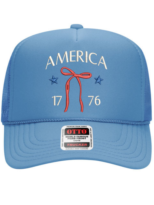 America 1776 Bow Embroidered 5 Panel Otto Foam Mesh Back Trucker Otto Hat