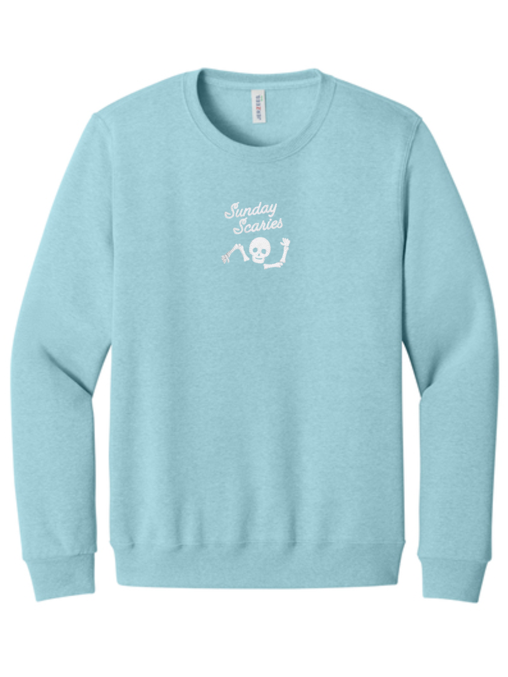 Sunday Scaries Skeleton Embroidered Fall Crewneck Sweatshirt