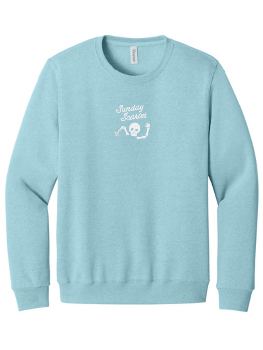 Sunday Scaries Skeleton Embroidered Fall Crewneck Sweatshirt