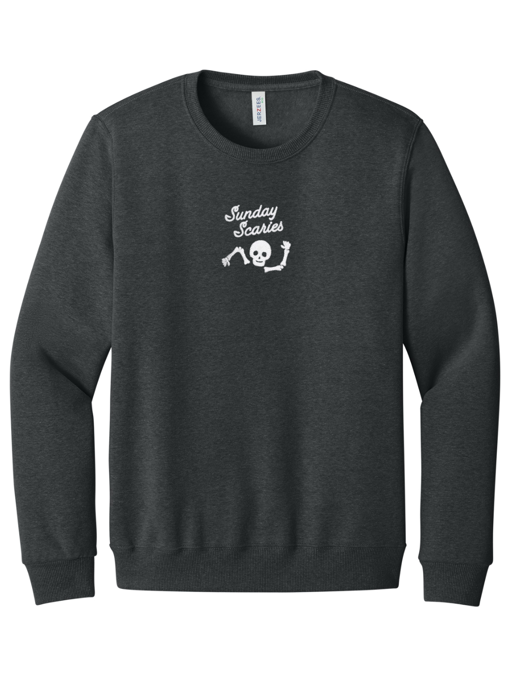 Sunday Scaries Skeleton Embroidered Fall Crewneck Sweatshirt