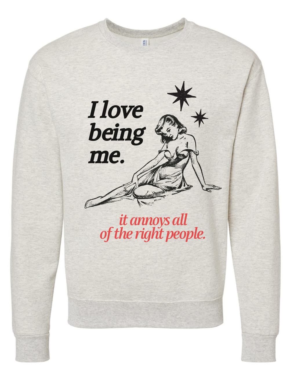 I Love Being Me Graphic Fleece Crewneck Sweatshirt