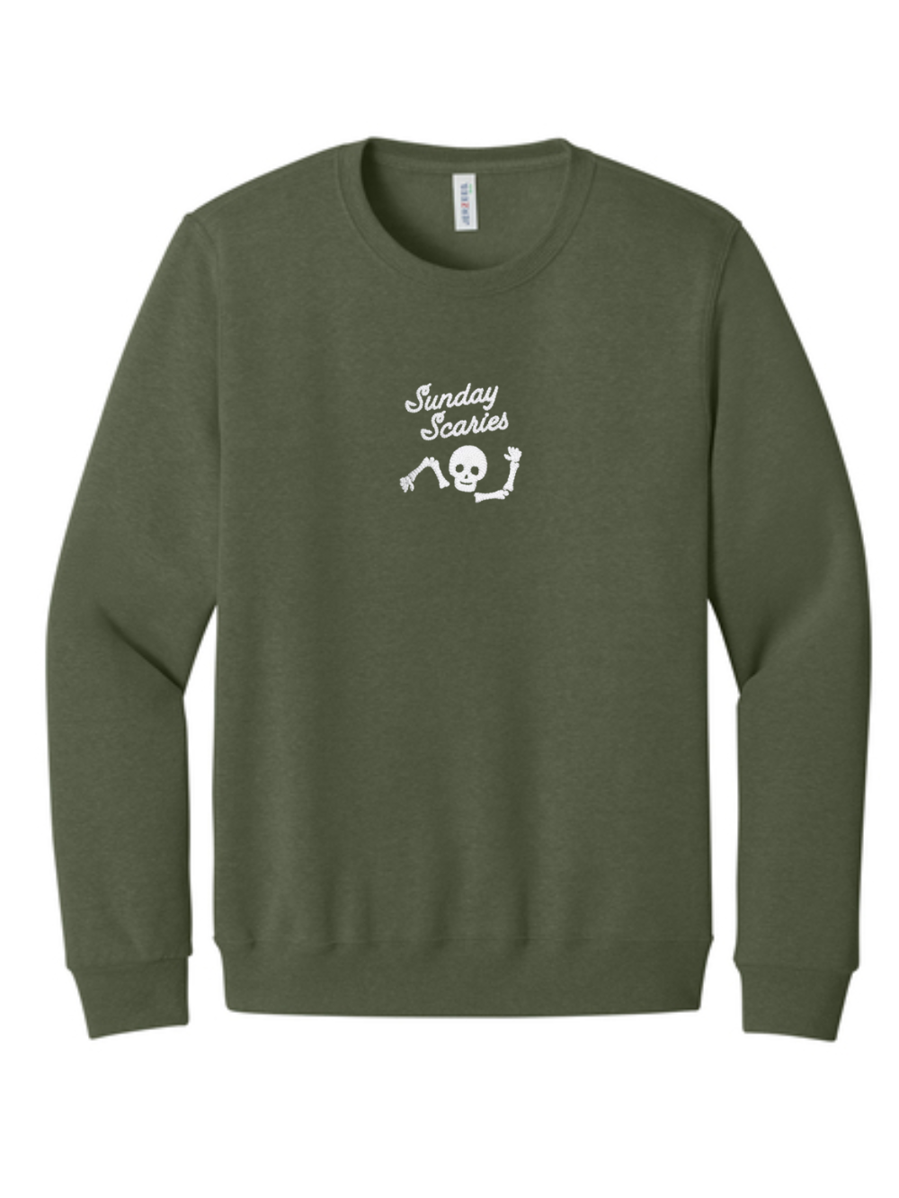 Sunday Scaries Skeleton Embroidered Fall Crewneck Sweatshirt