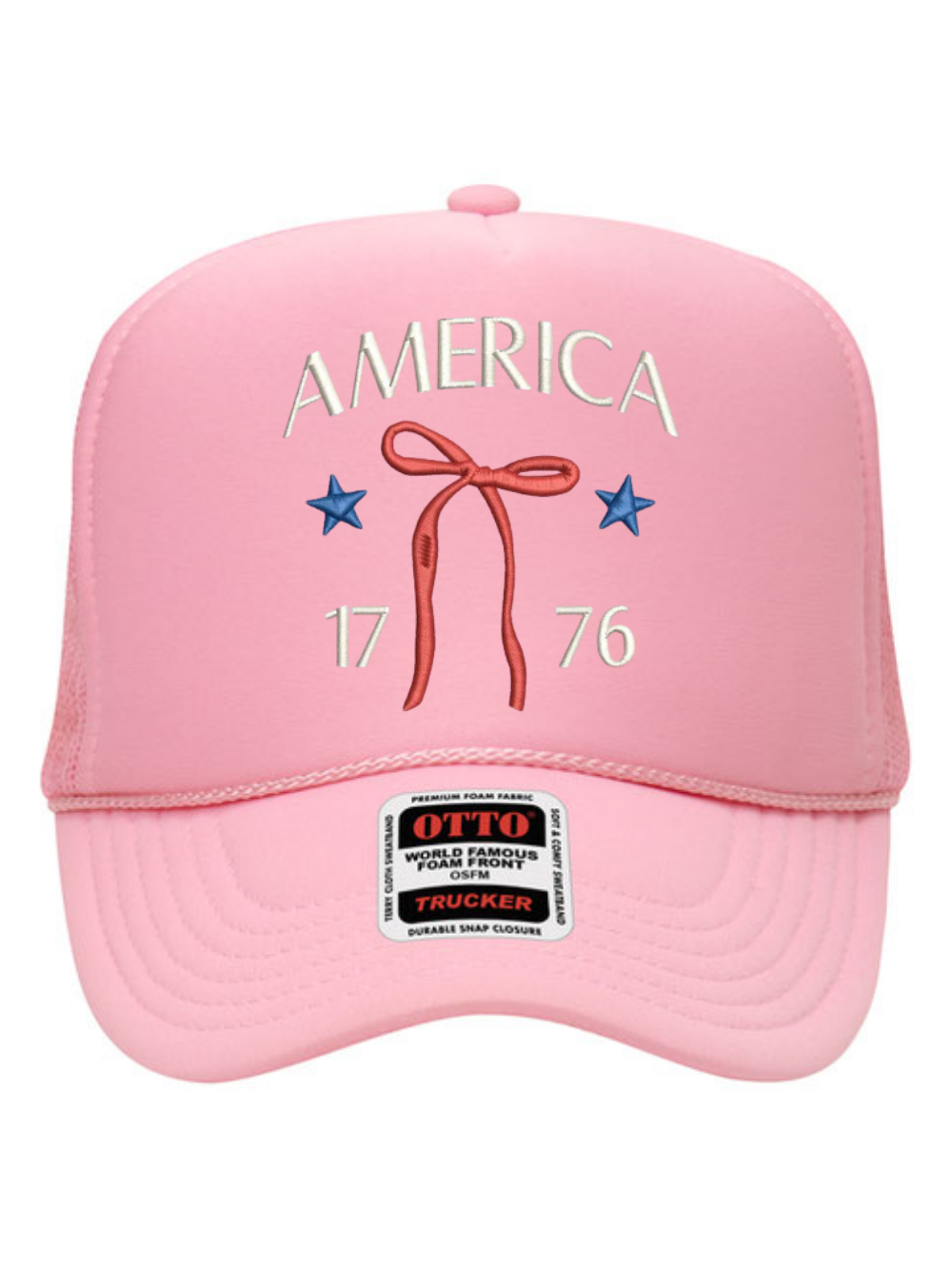 America 1776 Bow Embroidered 5 Panel Otto Foam Mesh Back Trucker Otto Hat