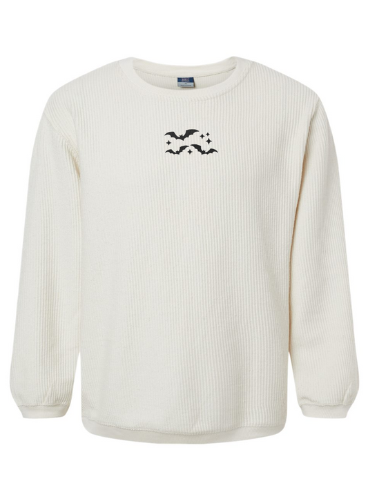 Dainty Bats Embroidered Corded Crewneck Sweatshirt