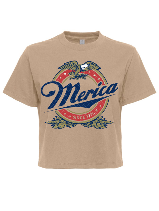'Merica Logo Printed Women's Heavyweight Boxy Graphic T-Shirt