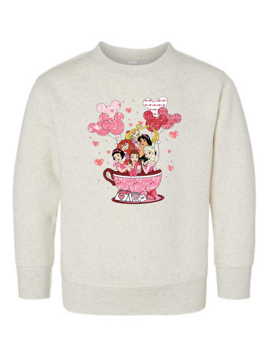 Disney Princesses Teacup Graphic Toddler & Kids Crewneck Sweatshirt
