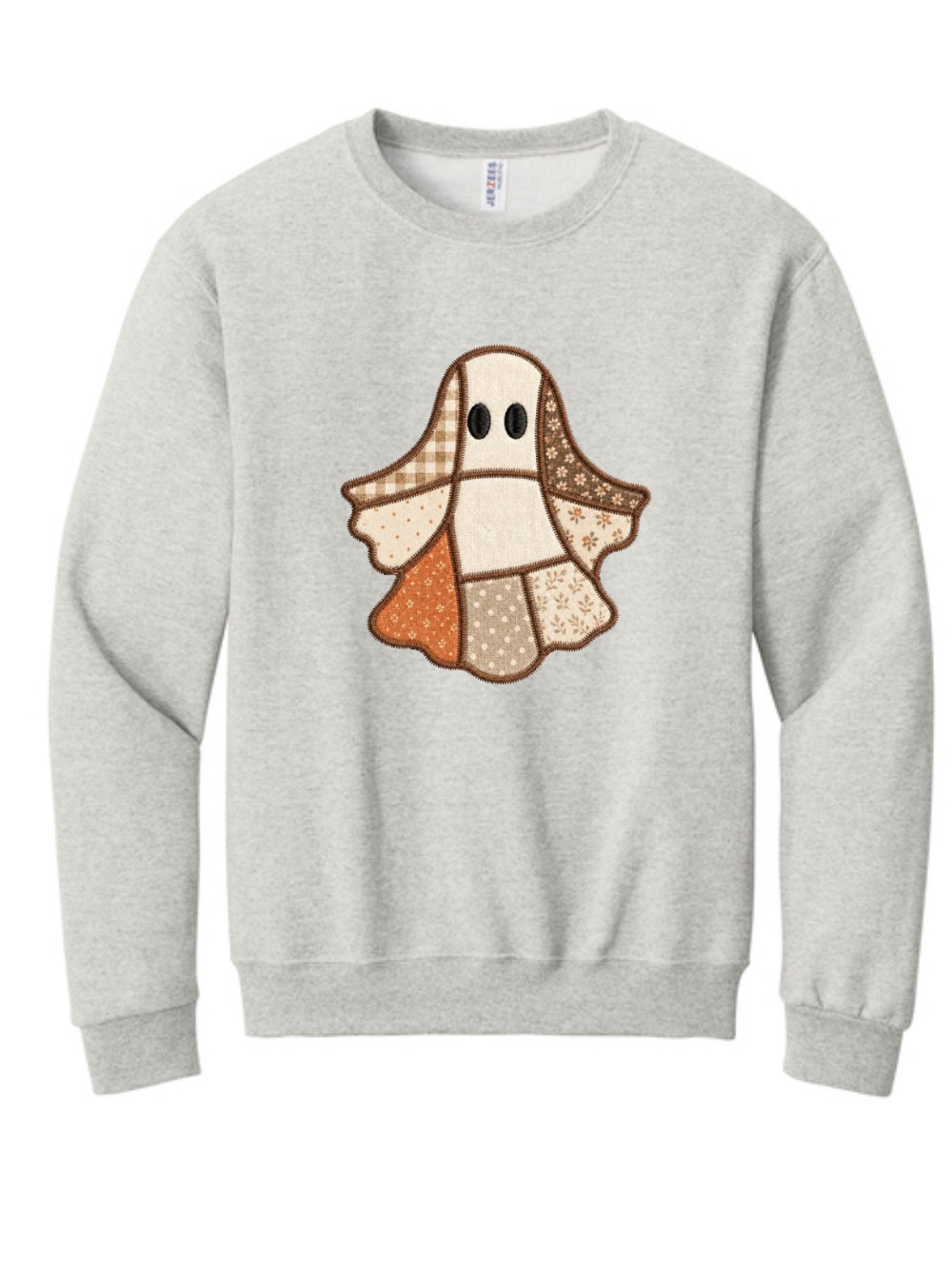 Patchwork Ghost Appliqué Embroidered Crewneck Sweatshirt