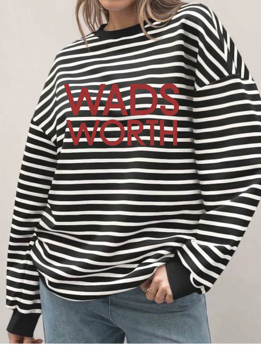 Wadsworth Printed Ladies Pullover Striped Sweatshirt