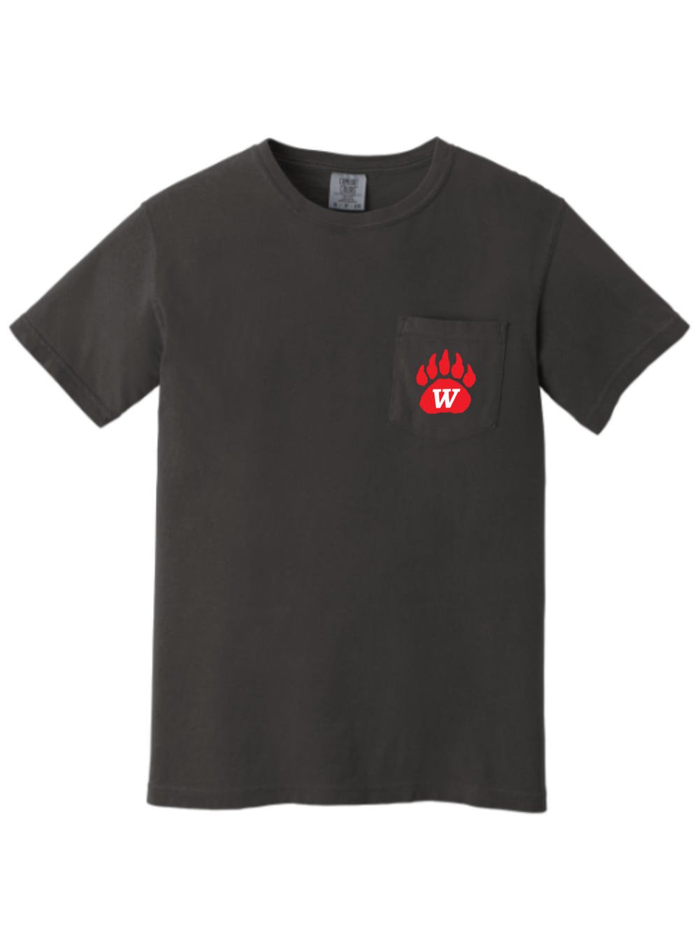 Grizzly Paw Embroidered Comfort Colors Pocket T-Shirt