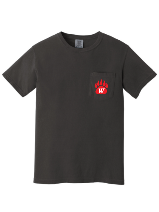 Grizzly Paw Embroidered Comfort Colors Pocket T-Shirt