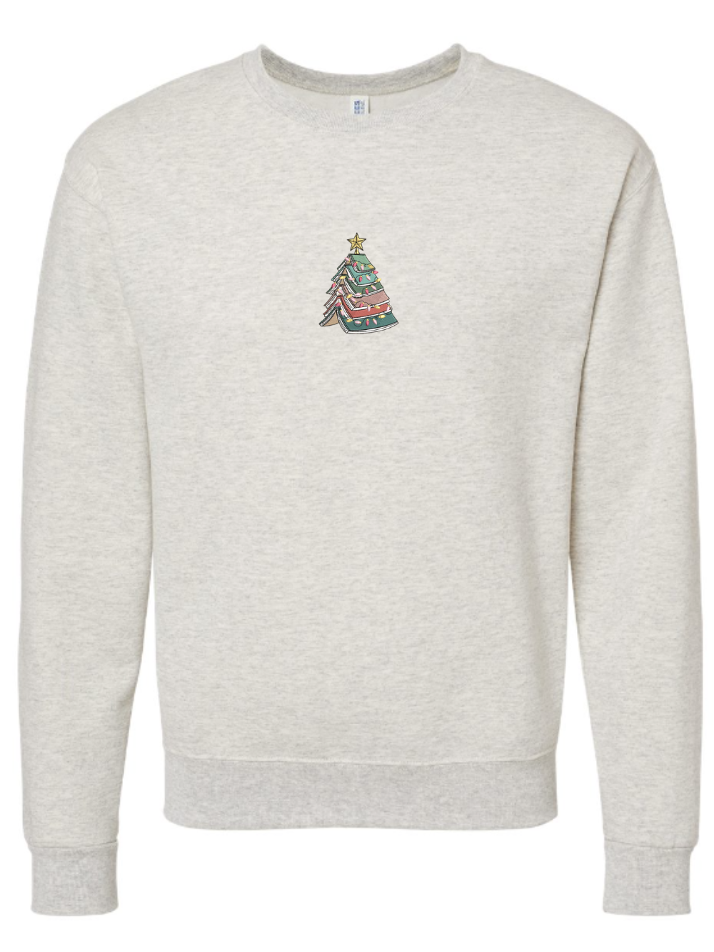 Book Christmas Tree Embroidered Crewneck Sweatshirt
