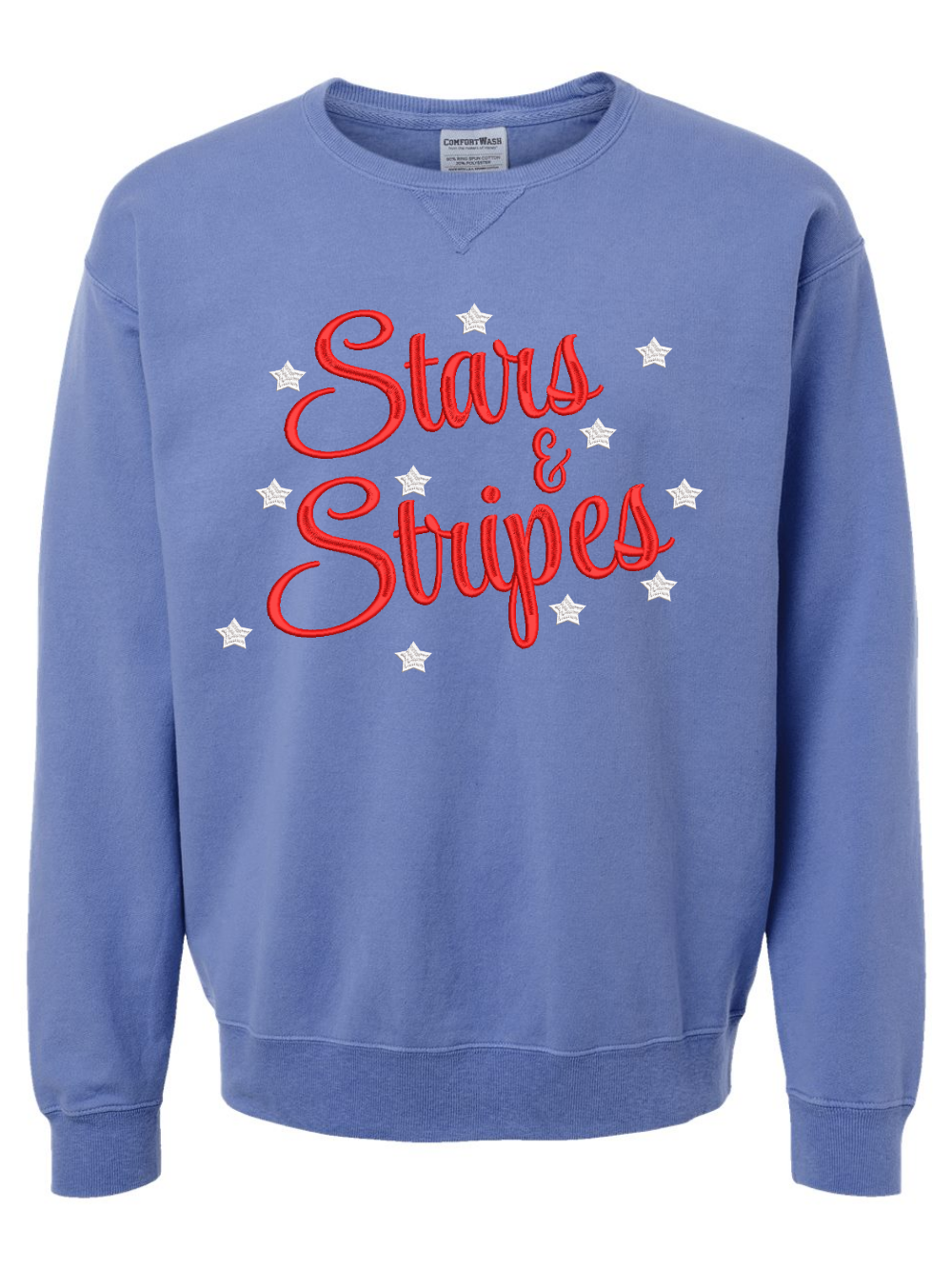 Stars & Stripes Puff Embroidered Crewneck Sweatshirt