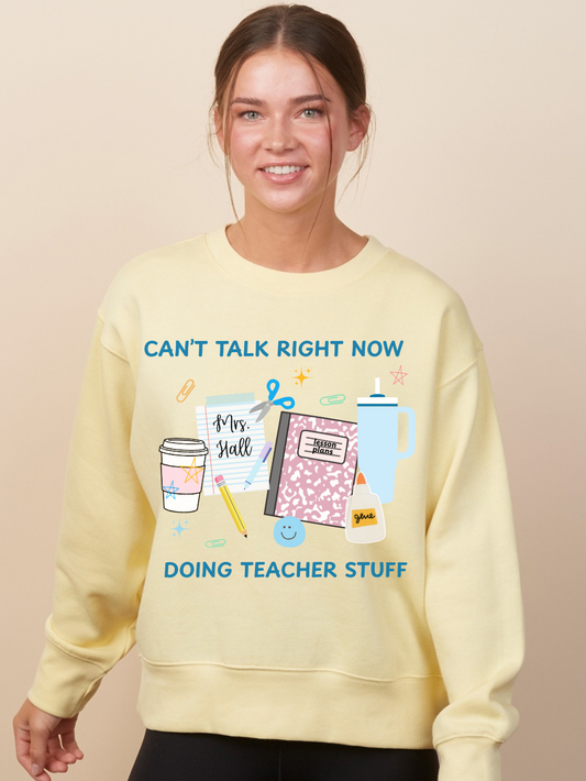 Custom Name Doing Teacher Stuff Enza Boxy Graphic Crewneck