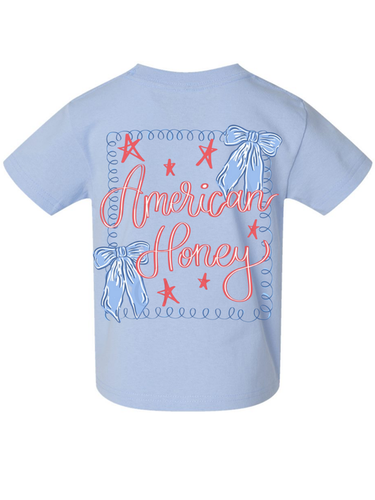 American Honey Cutesy Printed Back Comfort Colors Graphic Toddle or Youth T-Shirt