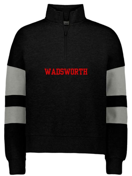 Wadsworth Embroidered Women's Fleece Sport Stripe Quarter-Zip Pullover