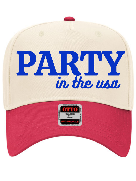 Party In The USA Embroidered 5 Panel Otto Trucker Hat