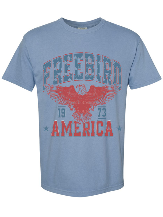 Free Bird America Printed Comfort Colors Graphic T-Shirt