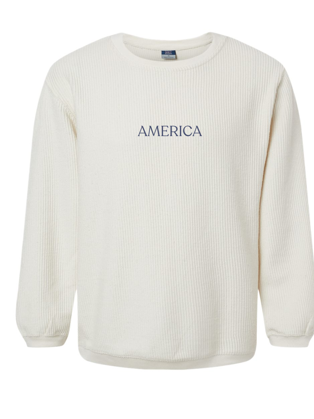 America Embroidered Corded Crewneck Sweatshirt