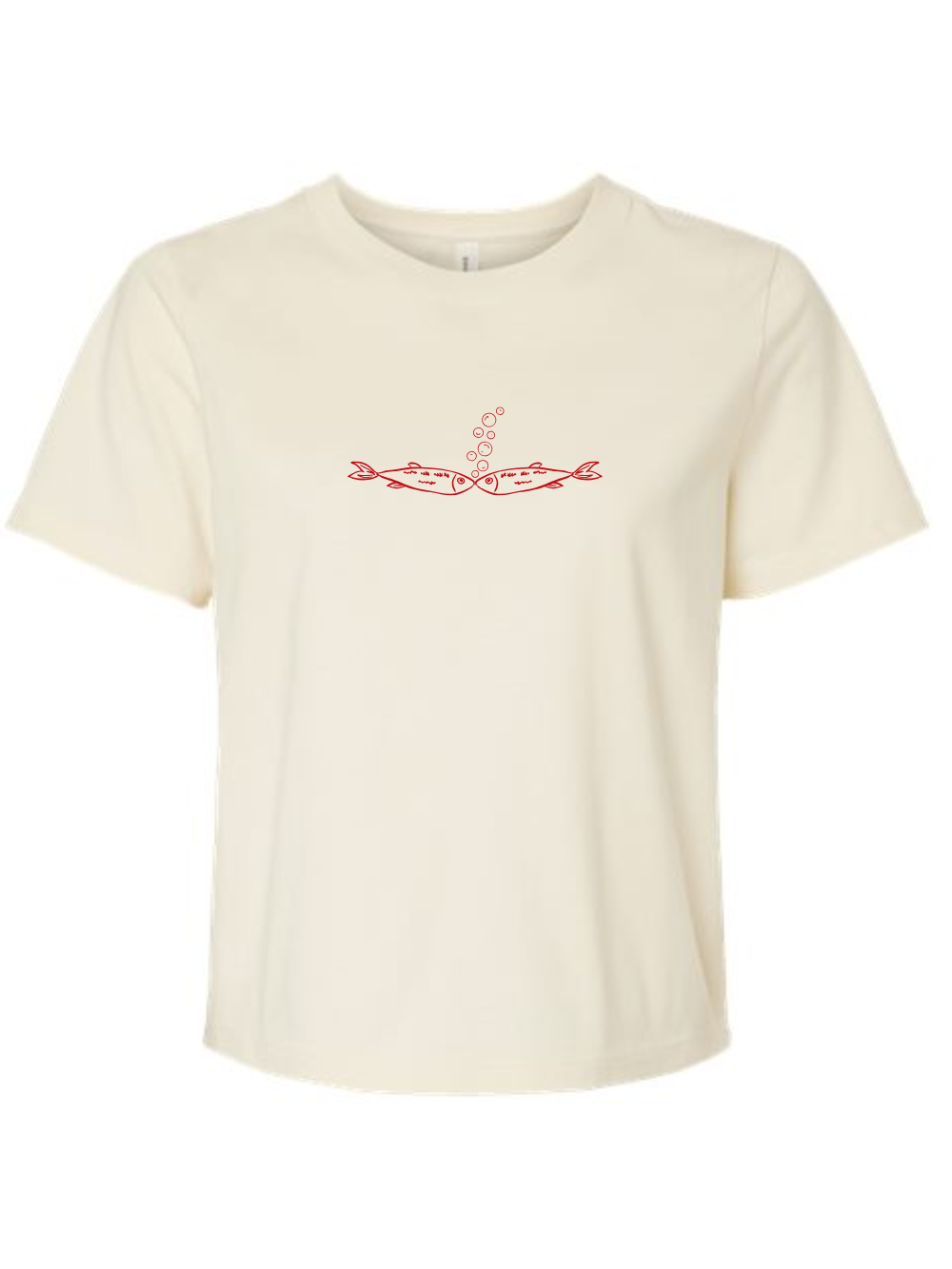 Sardine Love Embroidered Garment Dyed Women's Boxy Tee