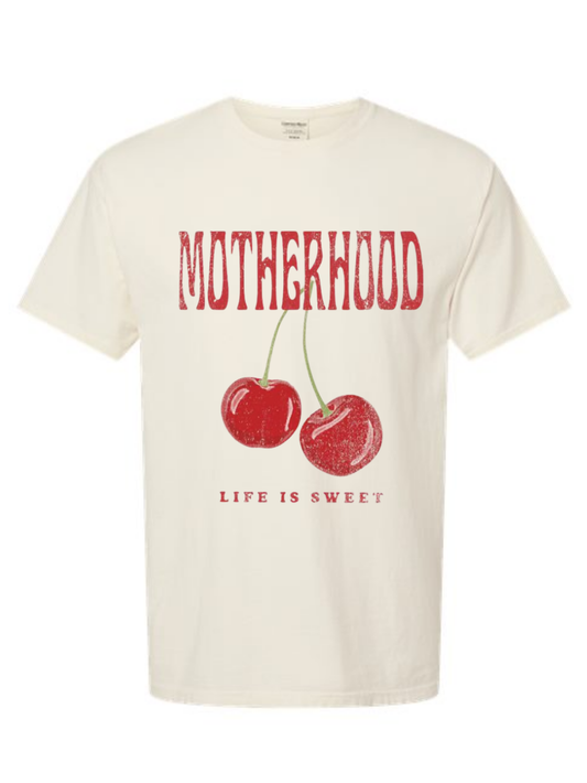 Motherhood Life Is Sweet Graphic Comfort Wash T-Shirt or Crewneck