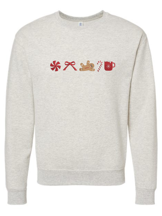 Hot Cocoa Gingerbread Embroidered Christmas Pocket or Regular Crewneck Sweatshirt
