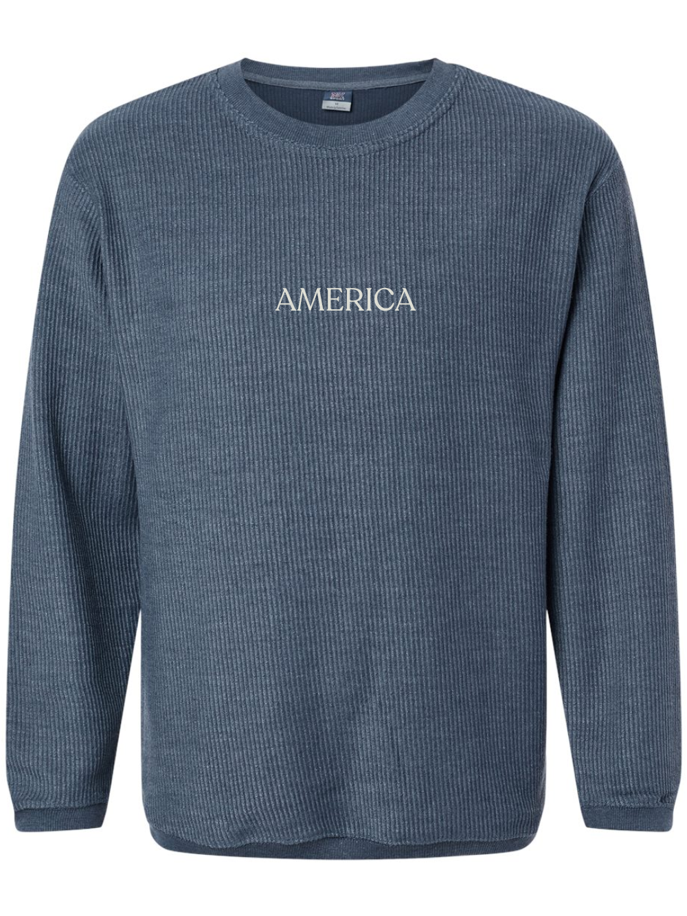 America Embroidered Corded Crewneck Sweatshirt