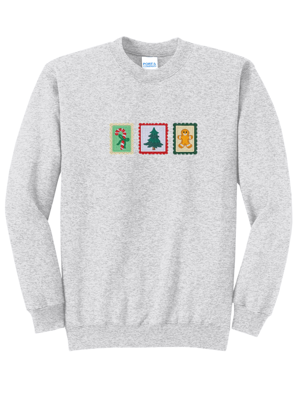 Christmas Stamps Embroidered Crewneck Sweatshirt