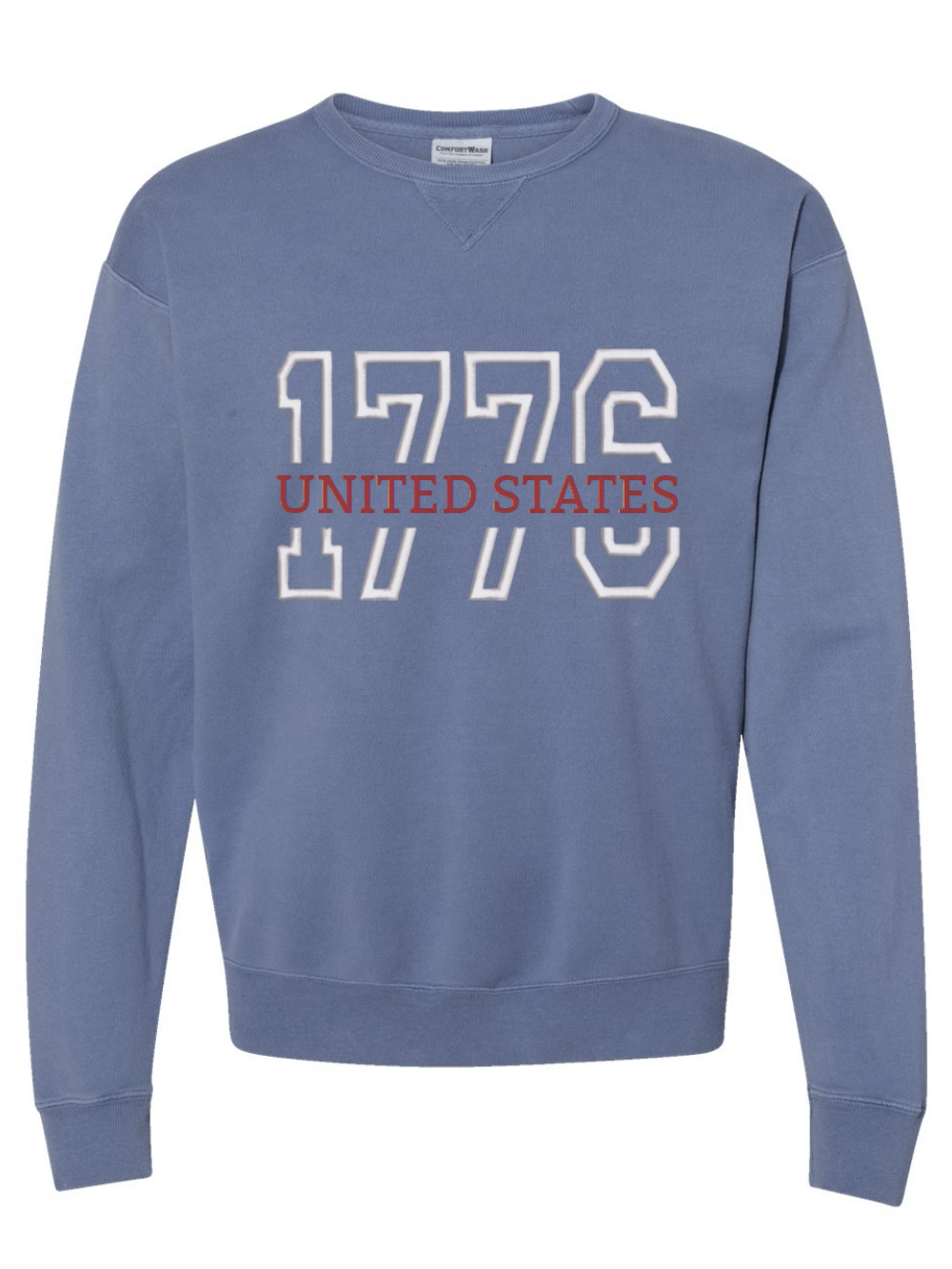 1776 United States Embroidered Comfort Wash Crewneck Sweatshirt