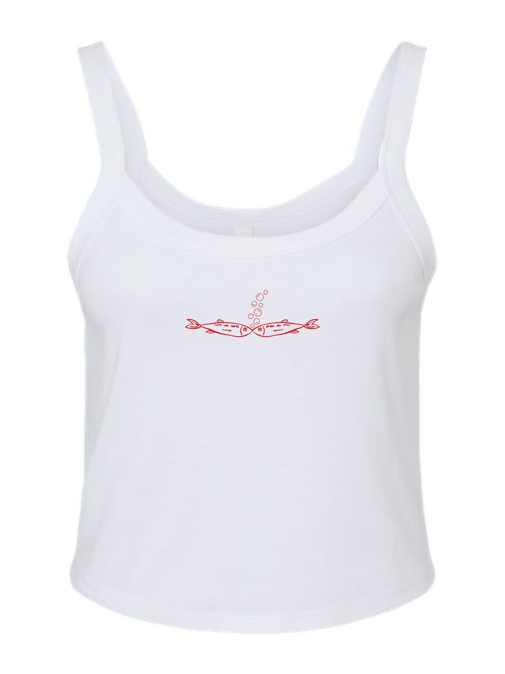 Sardine Love Embroidered Rib Spaghetti Strap Women's Baby Tank