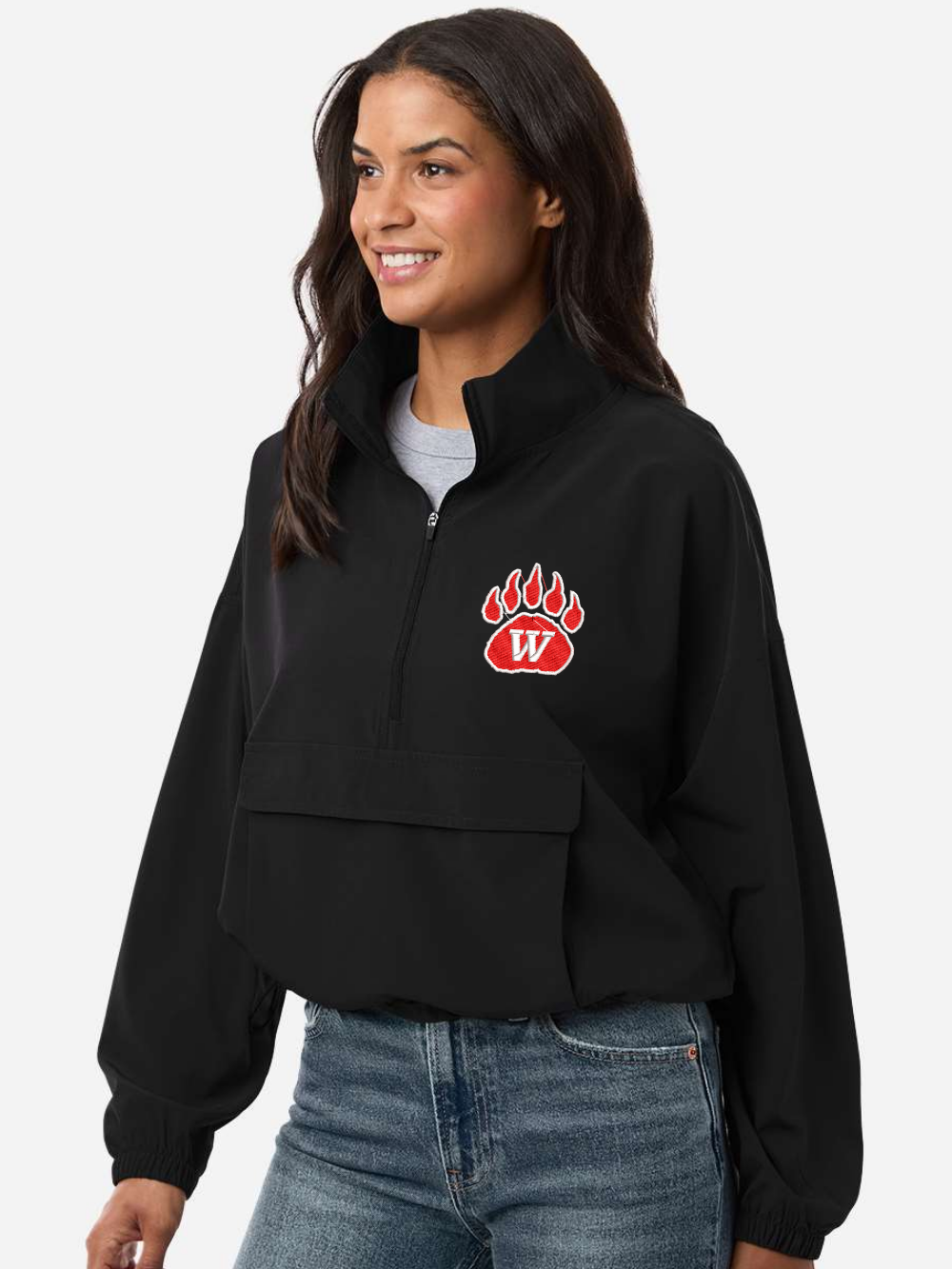 Wadsworth Embroidered Women's Windbreaker Quarter-Zip Pullover