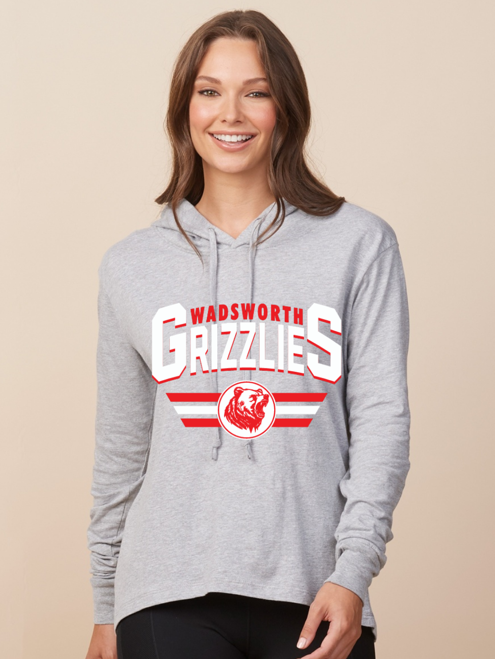 Wadsworth Grizzlies Printed Ladies Long Sleeve Hooded Tee