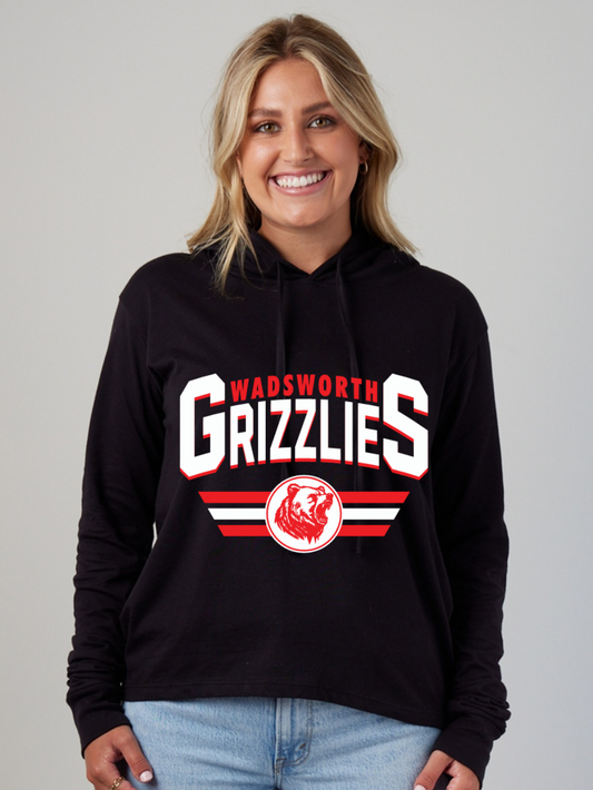 Wadsworth Grizzlies Printed Ladies Long Sleeve Hooded Tee