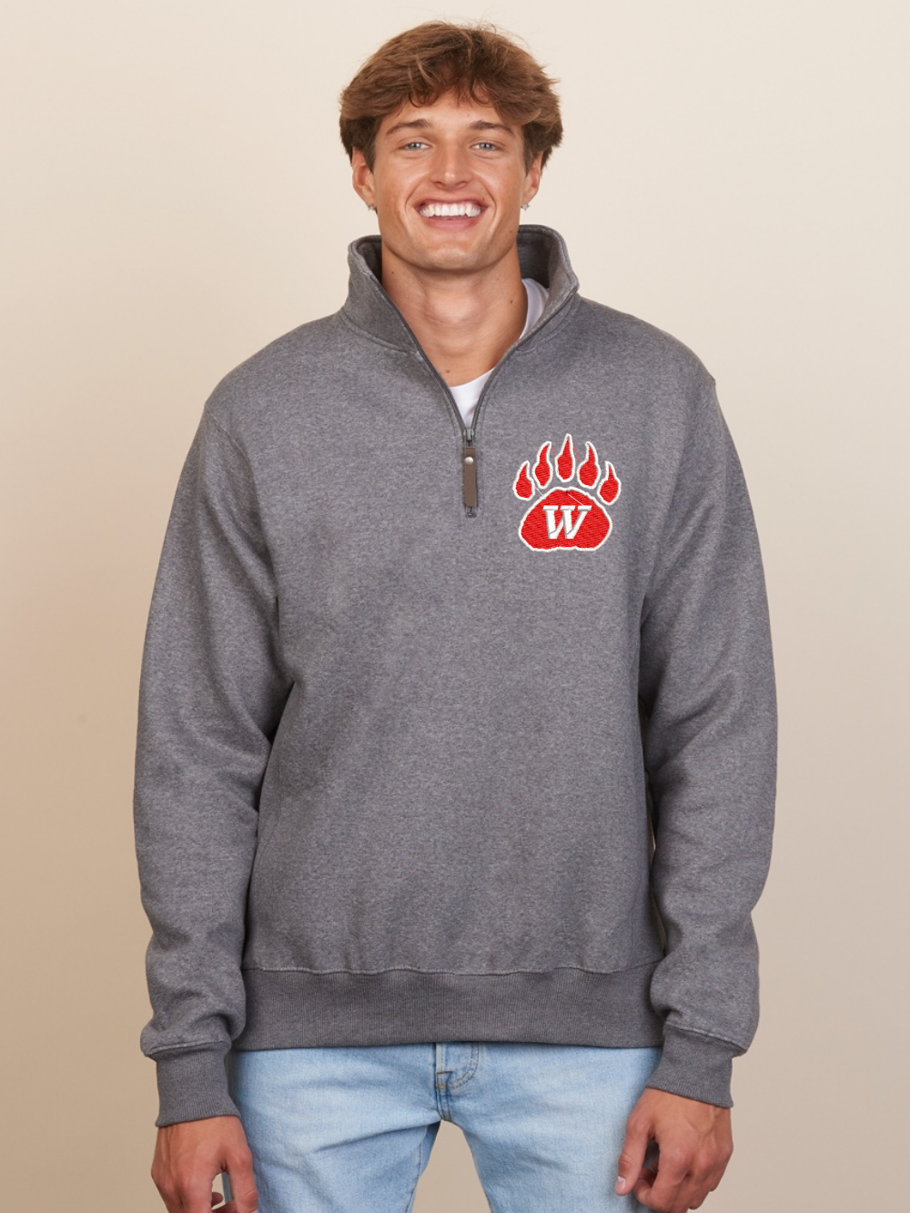 Wadsworth Embroidered Adult Quarter Zip Fleece Pullover