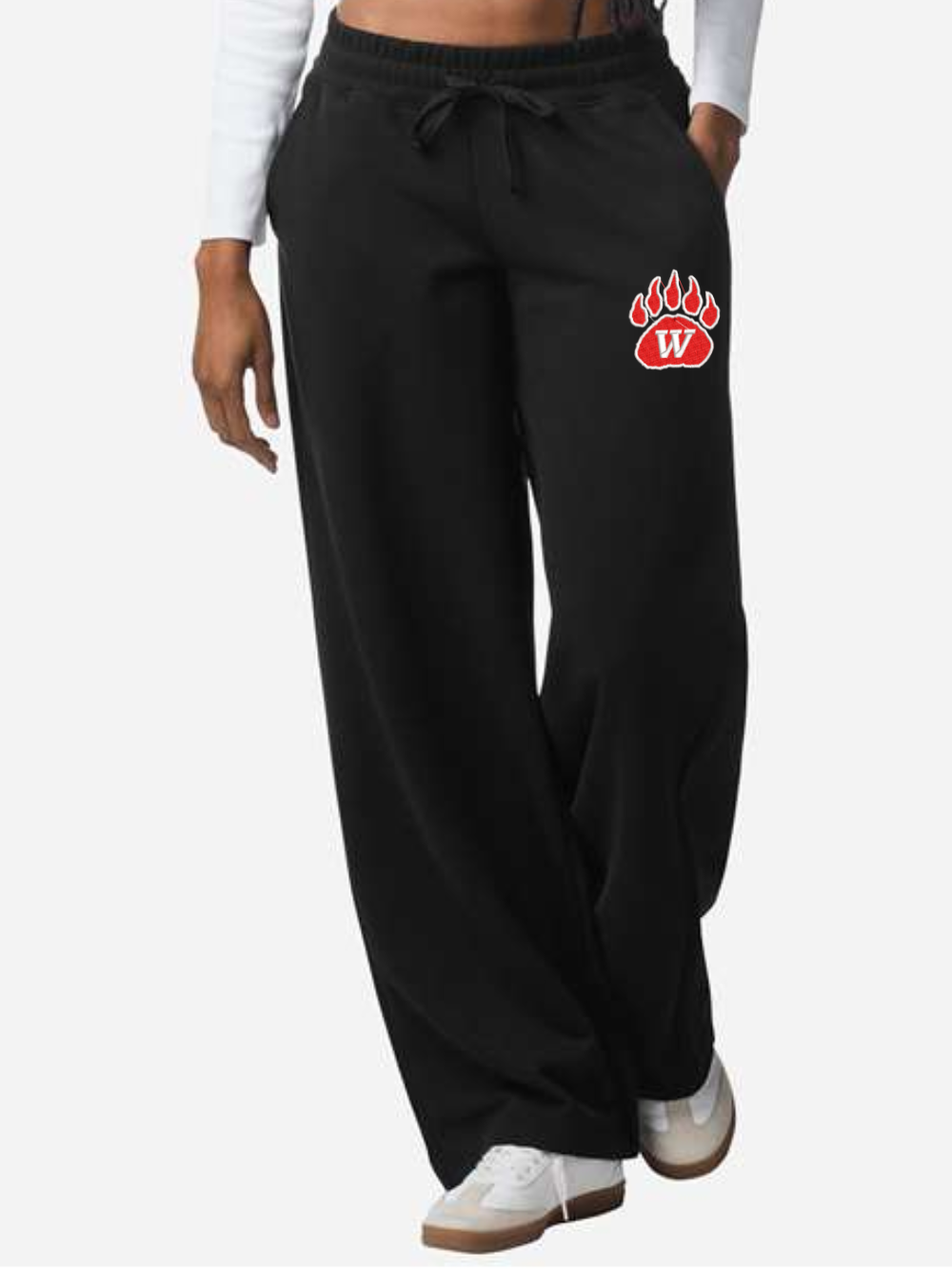 Wadsworth Embroidered Women's French Terry Wide Leg Pants