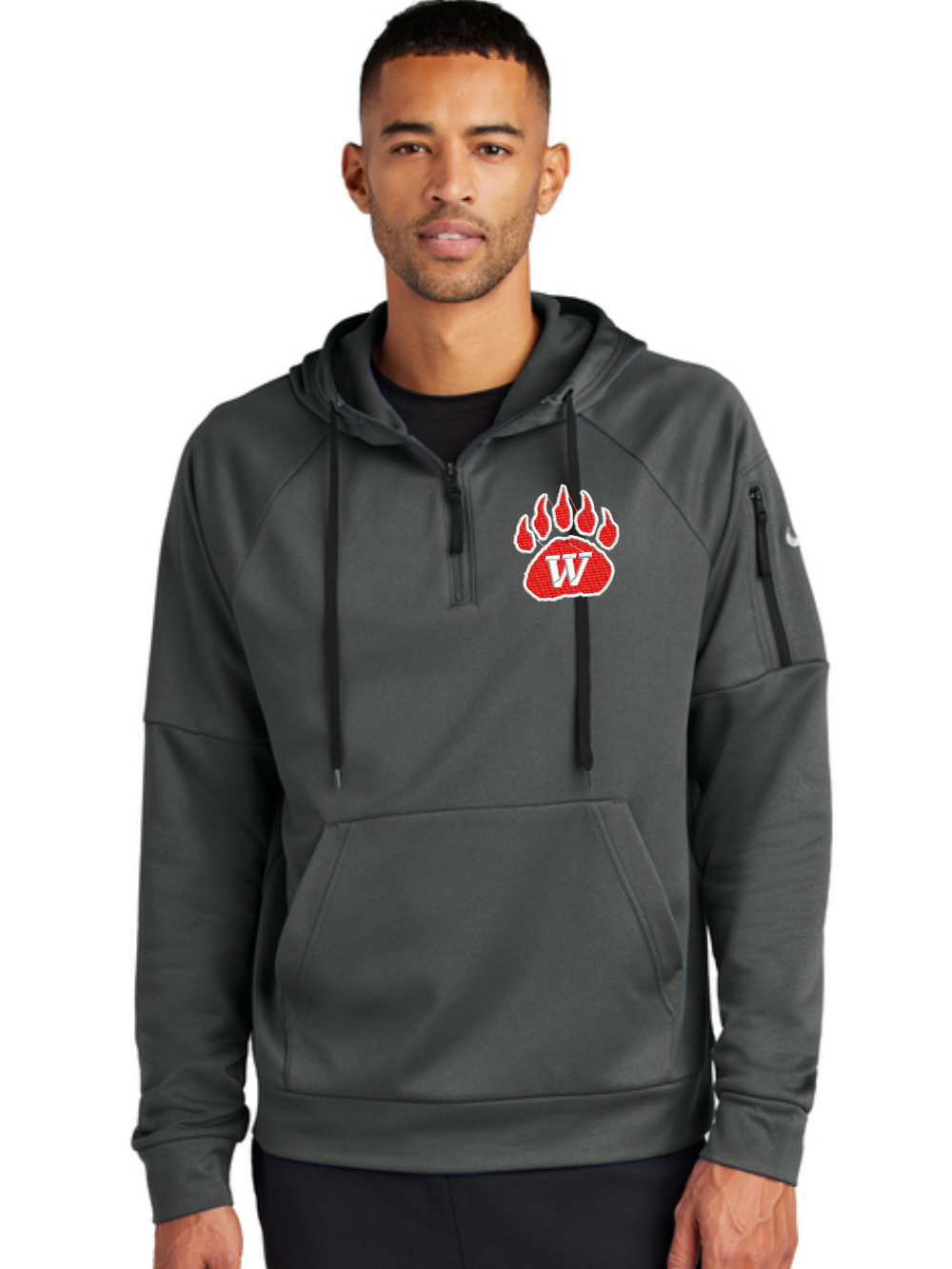 Wadsworth Embroidered Nike Therma-FIT Pocket Quarter Zip Fleece Hoodie