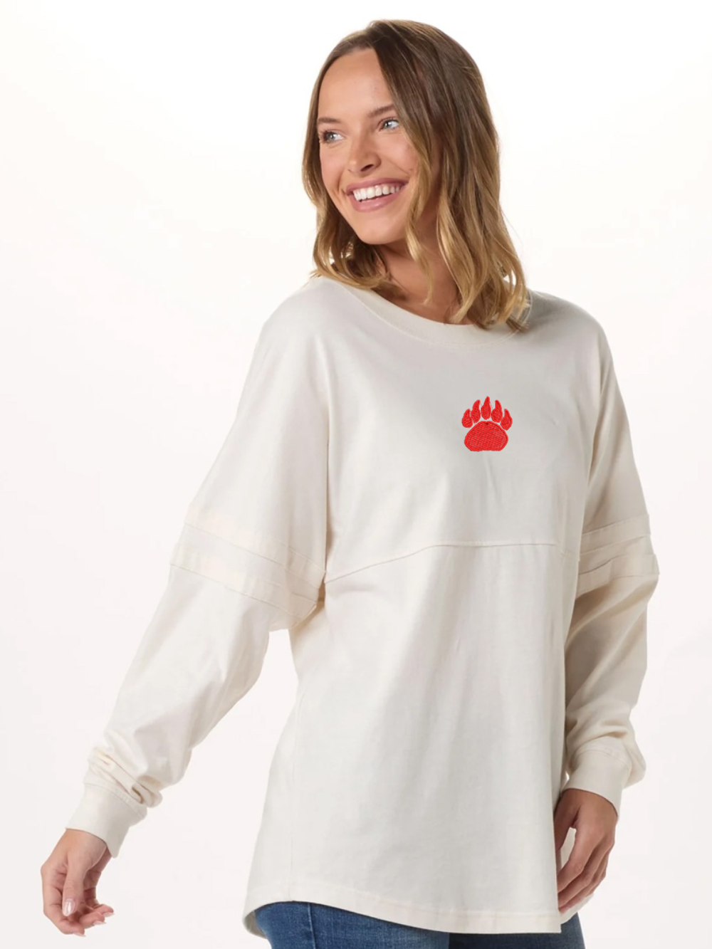 Wadsworth Paw Embroidered Women's Long Sleeve Retro Jersey T-Shirt
