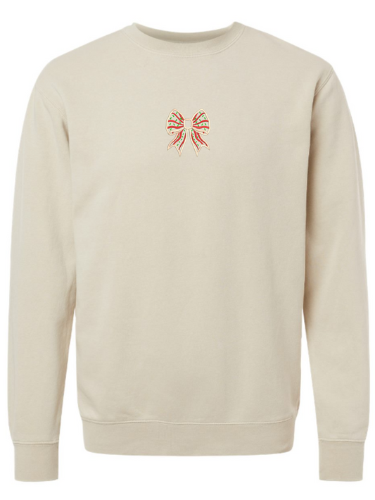 Christmas Cookie Bow Embroidered Washed Crewneck Sweatshirt