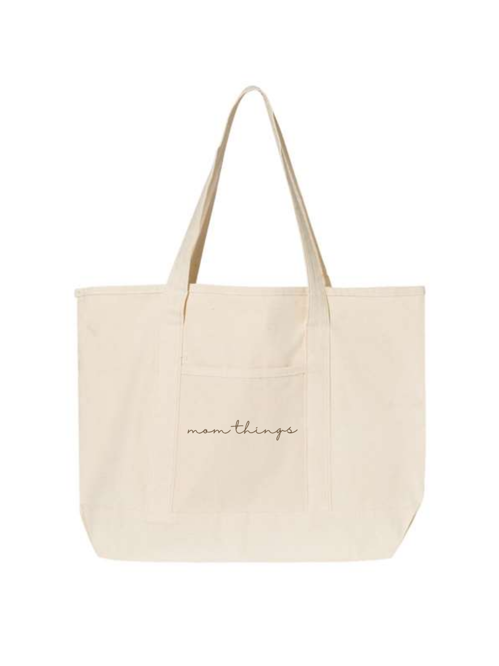 Mom Things Embroidered Canvas Tote Bag