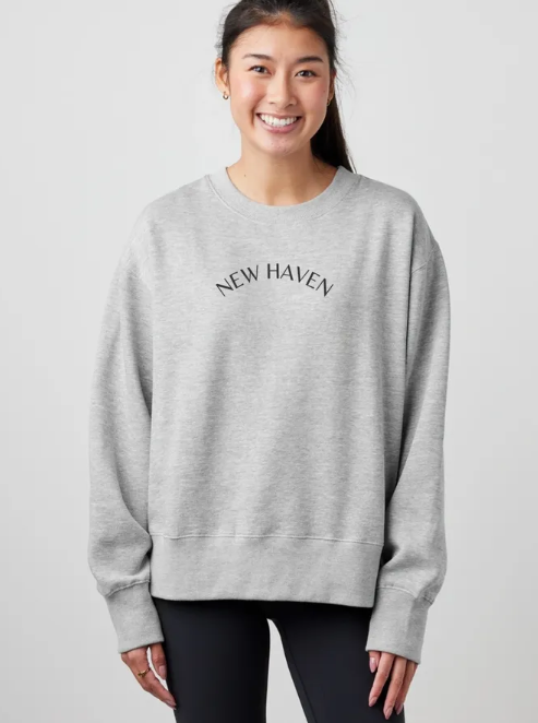 Custom City Embroidered Ladies Boxy Crewneck Sweatshirt