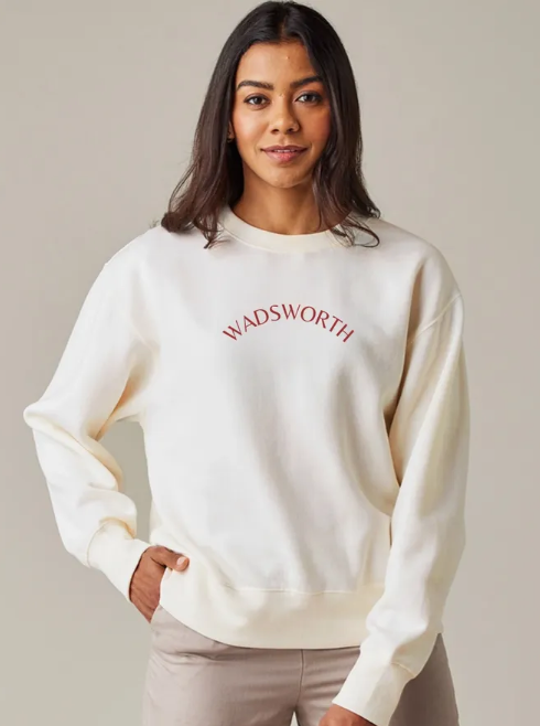 Custom City Embroidered Ladies Boxy Crewneck Sweatshirt