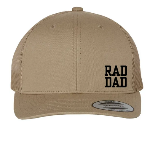 Dad or Custom Word Embroidered Side Panel Snapback Trucker Hat