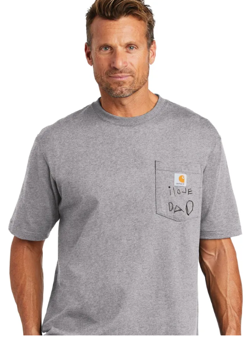 Custom Word or Handwriting Embroidered Carhartt Pocket Short Sleeve T-Shirt