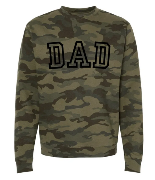 Camo Dad Varsity Letter Outline Embroidered Crewneck Sweatshirt