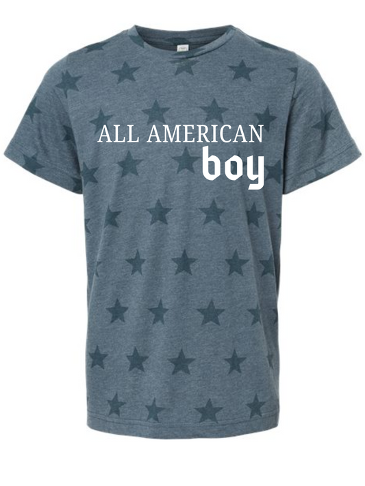All American Girl OR Boy Toddler or Youth Printed Star T-Shirt