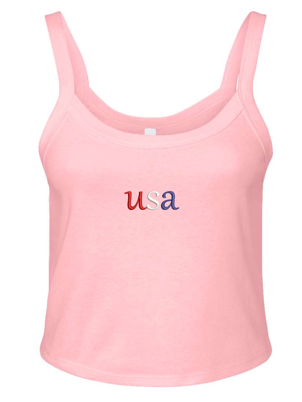 Dainty USA Embroidered Women's Rib Muscle Cropped Tank