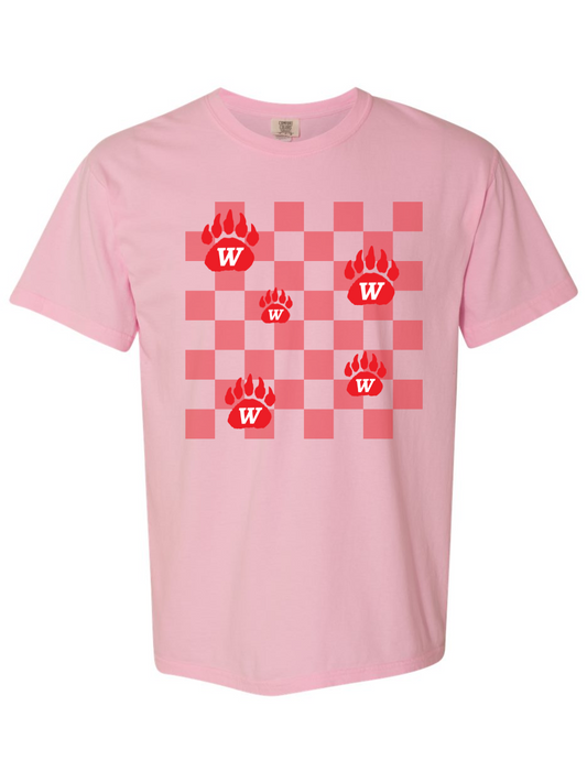 Checkered Grizzly Paw Comfort Colors Graphic T-Shirt